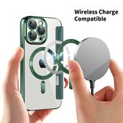 Husa pentru  iPhone 15 Pro Max EliteBook Executive Tip Carte cu Protectie RFID, Compatibilitate MagSafe si protectie lentile Transparent - Verde