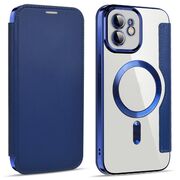 Husa pentru iPhone 12 EliteBook Executive Tip Carte cu Protectie RFID, Compatibilitate MagSafe si protectie lentile Transparent - Albastru