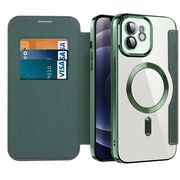 Husa pentru iPhone 12 EliteBook Executive Tip Carte cu Protectie RFID, Compatibilitate MagSafe si protectie lentile Transparent - Verde