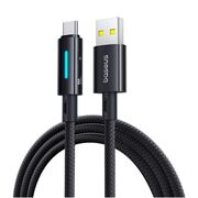 Cablu USB la Type-C cu LED, 100W, E-marker Chip, 2m - Baseus Lit - Cosmic Black