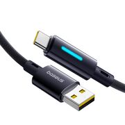 Cablu USB la Type-C cu LED, 100W, E-marker Chip, 2m - Baseus Lit - Cosmic Black