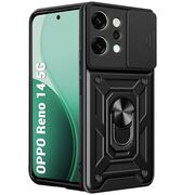 Husa pentru  Oppo Reno 14 5G Ring Armor Kickstand Tough Rugged Cover cu protectie camera, Negru