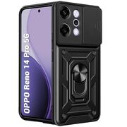 Husa pentru  Oppo Reno 14 Pro 5G Ring Armor Kickstand Tough Rugged Cover cu protectie camera, Negru