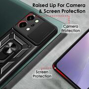 Husa pentru  Oppo Reno 14 Pro 5G Ring Armor Kickstand Tough Rugged Cover cu protectie camera, Negru