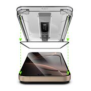 Set 2 x Folie sticla Premium pentru  iPhone 15 Pro Max VisionGuard Luxe Privacy cu Aplicare Instanta Easy Install+, Funcție Anti-Spionaj, Claritate HD și Tehnologie Anti-Praf