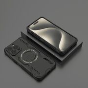 Husa pentru  iPhone 15 Pro Max TitanGuard MagGrip Ultra-Rezistenta cu Protectie Camera, Colturi Ranforsate si Compatibilitate MagSafe - Negru