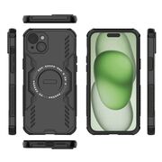 Husa pentru  iPhone 15 TitanGuard MagGrip Ultra-Rezistenta cu Protectie Camera, Colturi Ranforsate si Compatibilitate MagSafe - Negru