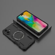 Husa pentru  iPhone 16 TitanGuard MagGrip Ultra-Rezistenta cu Protectie Camera, Colturi Ranforsate si Compatibilitate MagSafe - Negru
