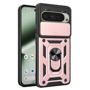 Husa pentru  Google Pixel 10 / 10 Pro  Ring Armor Kickstand Tough Rugged Cover cu protectie camera, Rose Gold