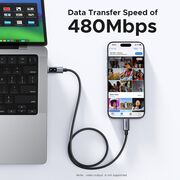 Cablu de date si incarcare USB-C la USB-C, Fast Charge PD 5A, 100W, 2m - Ugreen L509 - Space Gray