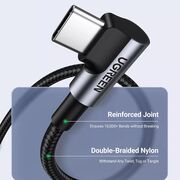 Cablu de date si incarcare USB-C la USB-C 90 Degree Cable, Fast Charging PD 100W, 5A, 480Mb/s, 2m - Ugreen - Space Gray