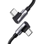 Cablu de date si incarcare USB-C la USB-C 90 Degree Cable, Fast Charging PD 100W, 5A, 480Mb/s, 2m - Ugreen - Space Gray