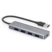 Hub Multifunctional Splitter USB la 4 x USB 3.2, 1 x micro USB cu alimentare, 5Gbps, 0.15m - Ugreen CM512 - Gri