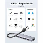 Hub Multifunctional Splitter USB la 4 x USB 3.2, 1 x micro USB cu alimentare, 5Gbps, 0.15m - Ugreen CM512 - Gri
