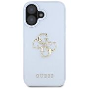 Husa pentru iPhone 16 - Guess Hardcase Grained Big 4G Logo Small Classic Logo - Blue