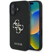 Husa pentru iPhone 16 - Guess Hardcase Grained Big 4G Logo Small Classic Logo - Negru