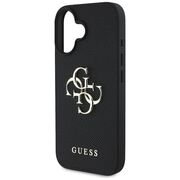 Husa pentru iPhone 16 - Guess Hardcase Grained Big 4G Logo Small Classic Logo - Negru