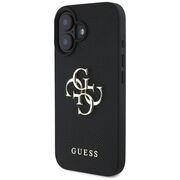 Husa pentru iPhone 16 - Guess Hardcase Grained Big 4G Logo Small Classic Logo - Negru