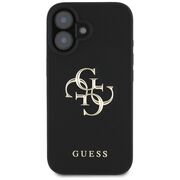 Husa pentru iPhone 16 - Guess Hardcase Grained Big 4G Logo Small Classic Logo - Negru