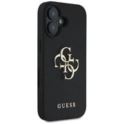 Husa pentru iPhone 16 - Guess Hardcase Grained Big 4G Logo Small Classic Logo - Negru