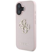 Husa pentru iPhone 16 - Guess Hardcase Grained Big 4G Logo Small Classic Logo - Roz