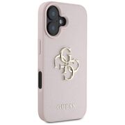 Husa pentru iPhone 16 - Guess Hardcase Grained Big 4G Logo Small Classic Logo - Roz