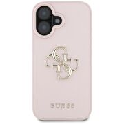 Husa pentru iPhone 16 - Guess Hardcase Grained Big 4G Logo Small Classic Logo - Roz