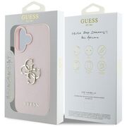 Husa pentru iPhone 16 - Guess Hardcase Grained Big 4G Logo Small Classic Logo - Roz