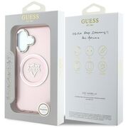 Husa pentru iPhone 16 - Guess IML Metal Mountain Logo MagSafe - Roz