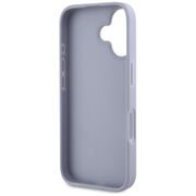 Husa pentru iPhone 16 - Guess Leather Hot Stamp 4G Pattern Triangle Metal Logo - Lavanda