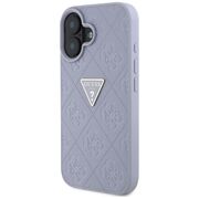 Husa pentru iPhone 16 - Guess Leather Hot Stamp 4G Pattern Triangle Metal Logo - Lavanda