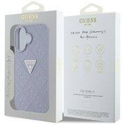 Husa pentru iPhone 16 - Guess Leather Hot Stamp 4G Pattern Triangle Metal Logo - Lavanda