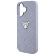 Husa pentru iPhone 16 - Guess Leather Hot Stamp 4G Pattern Triangle Metal Logo - Lavanda