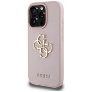 Husa pentru iPhone 16 Pro - Guess Hardcase Grained Big 4G Logo Small Classic Logo - Roz