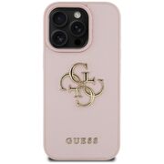 Husa pentru iPhone 16 Pro - Guess Hardcase Grained Big 4G Logo Small Classic Logo - Roz