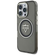 Husa pentru iPhone 16 Pro - Guess IML Metal Mountain Logo MagSafe - Negru