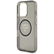Husa pentru iPhone 16 Pro - Guess IML Metal Mountain Logo MagSafe - Negru