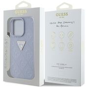 Husa pentru iPhone 16 Pro - Guess Leather Hot Stamp 4G Pattern Triangle Metal Logo - Lavanda