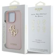Husa pentru iPhone 16 Pro Max - Guess Hardcase Grained Big 4G Logo Small Classic Logo - Roz