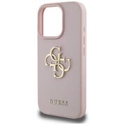 Husa pentru iPhone 16 Pro Max - Guess Hardcase Grained Big 4G Logo Small Classic Logo - Roz