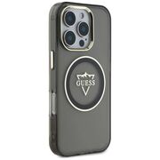 Husa pentru iPhone 16 Pro Max - Guess IML Metal Mountain Logo MagSafe - Negru