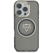 Husa pentru iPhone 16 Pro Max - Guess IML Metal Mountain Logo MagSafe - Negru