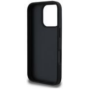 Husa pentru iPhone 16 Pro Max - Guess Leather Hot Stamp 4G Pattern Triangle Metal Logo - Negru