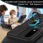 Husa pentru OnePlus Nord 5 Ring Armor Kickstand Tough Rugged Cover cu protectie camera, Negru