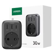 Incarcator pentru Priza 2x USB, USB-C, AC, 3680W, 13A, PD30W, 3A, QC4+ - Ugreen CD268 (CD314) - Black