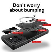 Husa pentru  Motorola Moto G86 cu protecție pentru cameră și suport magnetic integrat Ring Shockproof, Negru