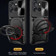Husa pentru  Motorola Moto G86 cu protecție pentru cameră și suport magnetic integrat Ring Shockproof, Negru