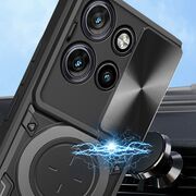 Husa pentru  Motorola Moto G86 cu protecție pentru cameră și suport magnetic integrat Ring Shockproof, Negru