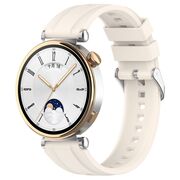 Curea pentru smartwatch Huawei Watch GT 4 (41mm)/W1/Honor Watch S1/Garmin Venu 2S/Vivoactive 4S - Quickfit din silicon - latime 18 mm - Bej