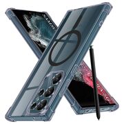 Husa pentru  Samsung Galaxy S22 Ultra 5G compatibila MagSafe Anti-Shock 1.5mm reinforced 4 corners - Negru translucid